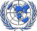 Logo della Terra Unita: un planisfero visto dal Polo Nord con due rami di alloro