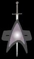 Logo Sezione 31, una spada che attraversa un comunicatore a  Delta della Flotta
